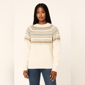 Pink Martini Cowl Neck Sweater Cream Brown and Grey Size Large